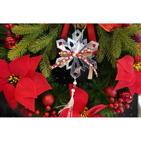 Ornament brad, Flippy, Fulg de nea, Argintiu, Lucios, 14*26CM, Acril, Interior/ Exterior [6]