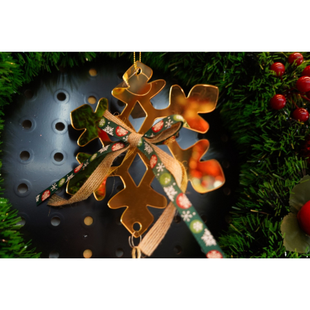 Ornament brad, Flippy, Fulg de nea, Auriu, Lucios, 15*27CM, Acril, Interior/ Exterior [2]