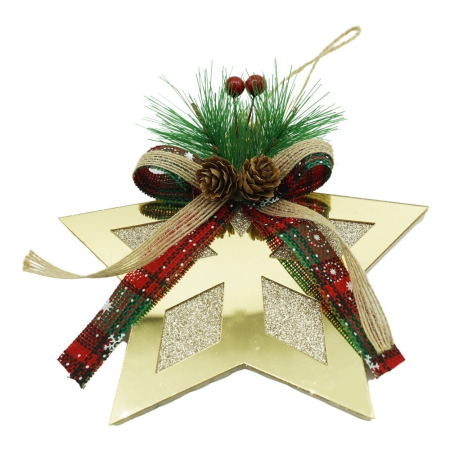 Ornamente Brad - Ornament brad, Flippy, Stea, Auriu, Lucios, 17*17CM, Acril, Interior/ Exterior