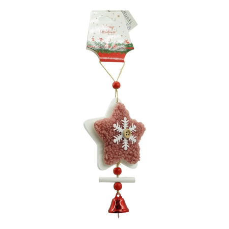 Ornament de brad broderie cu stea, Flippy, roz, lemn, 18 cm [1]