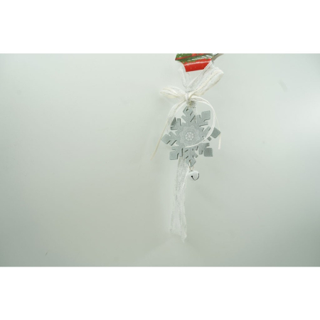 Ornamente Brad - Ornament de brad fulg de nea, Flippy, gri, lemn, 25 cm
