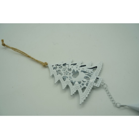 Ornament de brad pom de craciun, Flippy, alb, metal, 20 cm [4]