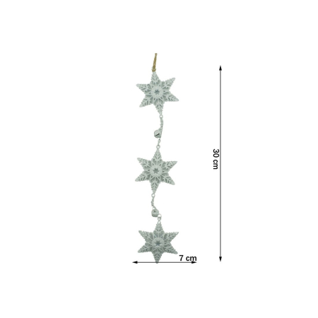 Ornament de brad trei fulgi de nea, Flippy, alb, metal, 30 cm [5]