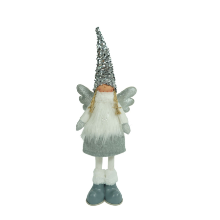 Figurine Decorative Craciun - Ornament de Craciun ingeras, Flippy, alb/gri, textil, 53 cm