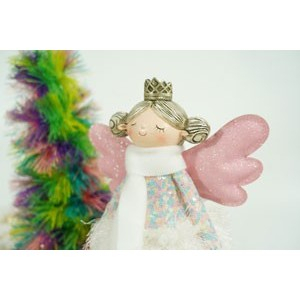 Ornament de Craciun ingeras, Flippy, alb, textil, 37 cm [3]