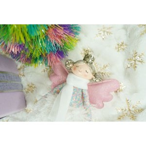 Ornament de Craciun ingeras, Flippy, alb, textil, 37 cm [5]