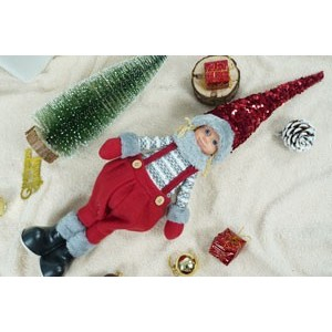 Ornament de Craciun papusa, Flippy, rosu/gri, textil, 58 cm [8]