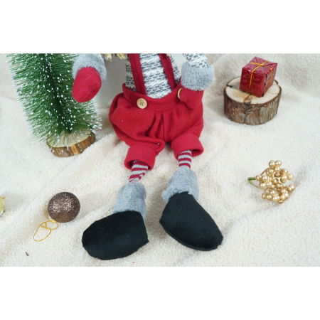 Ornament de Craciun papusa, Flippy, rosu/gri, textil, 62 cm [5]