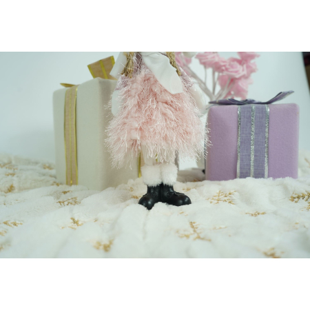 Ornament de Craciun papusa, Flippy, roz/alb, textil, 44 cm [5]