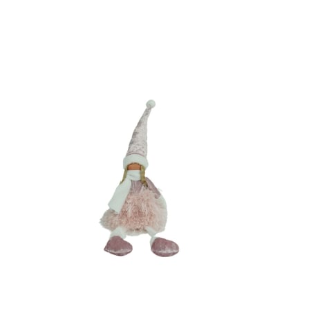 Figurine Decorative Craciun - Ornament de Craciun papusa, Flippy, roz/alb, textil, 50 cm