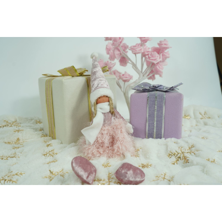 Ornament de Craciun papusa, Flippy, roz/alb, textil, 50 cm [1]