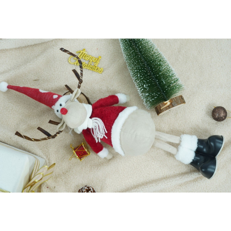 Ornament de Craciun ren, Flippy, rosu/alb, textil, 55 cm [2]