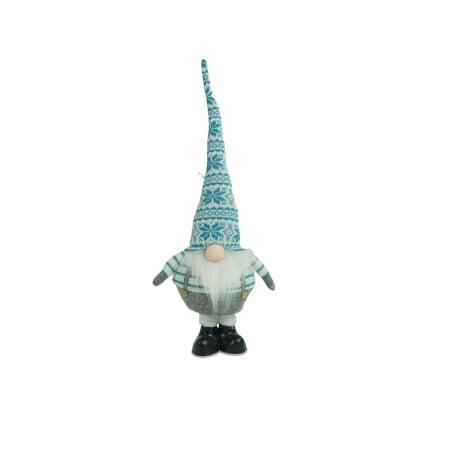 Figurine Decorative Craciun - Ornament de Craciun spiridus, Flippy, alb/albastru, textil, 59 cm