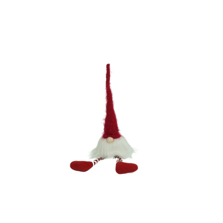 Figurine Decorative Craciun - Ornament de Craciun spiridus, Flippy, alb/rosu, textil, 52 cm