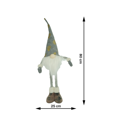 Ornament de Craciun spiridus, Flippy, gri/alb, textil, 80 cm [10]