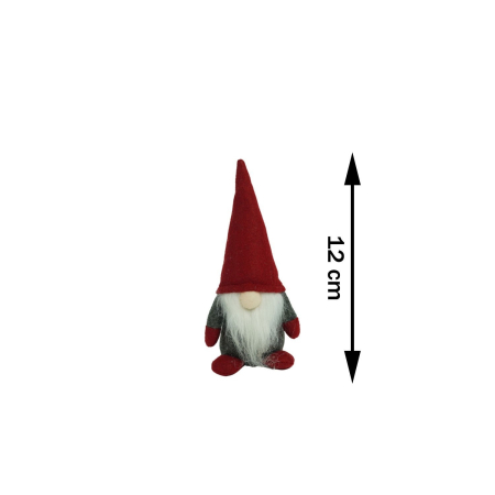 Ornament de Craciun spiridus, Flippy, gri/rosu, textil, 12 cm [1]