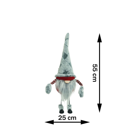 Ornament de Craciun spiridus, Flippy, gri/rosu, textil, 55 cm [9]