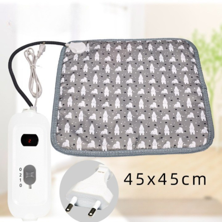 Articole pentru Animale - Patura electrica pentru animale de companie, perna pentru caini, 45 x 45 cm, 25W,  2 trepte de reglaj perna pentru pisici, anti-alunecare, Gri