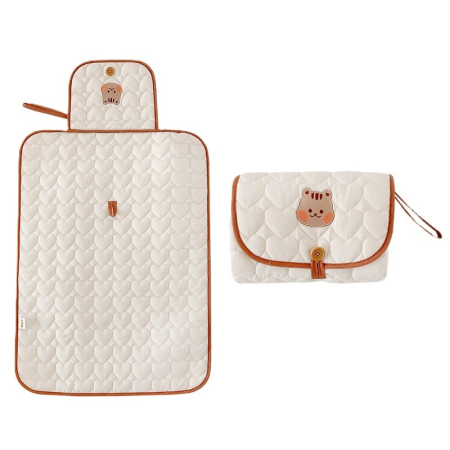 Articole Diverse copii - Patura Multifunctionala, Flippy, pentru Schimbat Scutec, Impermeabila, din Bumbac, 50 x 70 cm, Portabila, Model Veverita, Bej