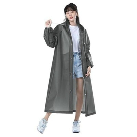 Casa si Bricolaj - Pelerina de Ploaie , pentru Adulti 150-180 cm, din EVA, Impermeabila, Rezistenta la Vant, Inchidere cu Capse, 140 g, Gri