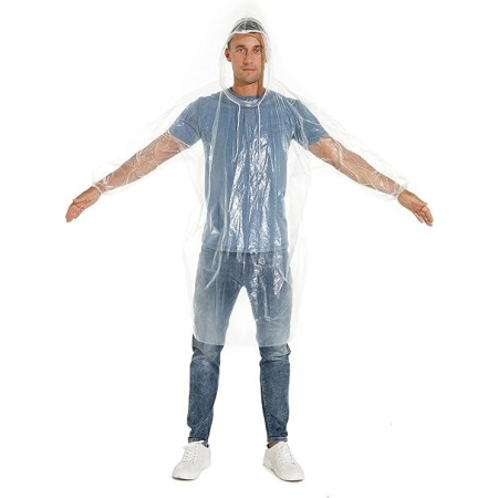 Pelerine, Umbrele si Accesorii - Pelerina de Ploaie , pentru Adulti, 150 x 90 cm, Tip Poncho, Impermeabila, de Unica Folosinta, 30 g, Transparent
