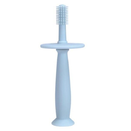 Articole Diverse copii - Periuta de Dinti din Silicon pentru Bebelusi, Flippy, fara BPA, 360 Grade, Bariera Anti-Inghitire, Maner Ergonomic, 12.5 x 15 cm, Albastru
