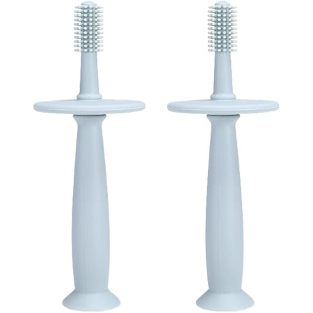 Periuta de Dinti din Silicon pentru Bebelusi, Flippy, fara BPA, 360 Grade, Bariera Anti-Inghitire, Maner Ergonomic, 12.5 x 15 cm, Albastru [1]