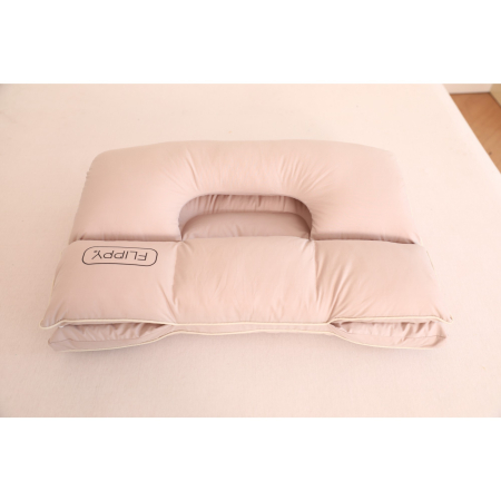 Perne si textile - Perna Ortopedica 3 in 1, Flippy, Strat Dublu, Protectie Cervicala, pentru Adulti, 45 x 70 cm, Gri