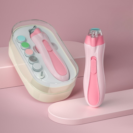 Pila Electrica, Flippy, pentru Copii si Bebelusi, din ABS, 6 Accesorii, cu Lumina LED, 9.5 x 6 x 17 cm, Roz [4]