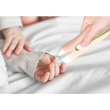 Pila Electrica, Flippy, pentru Copii si Bebelusi, din ABS, 6 Accesorii, cu Lumina LED, 9.5 x 6 x 17 cm, Verde/Roz [1]