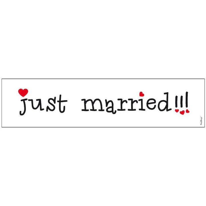 accsesorii decoratiuni - Placa decorativa PartyDeco JUST MARRIED, 50x11,5cm