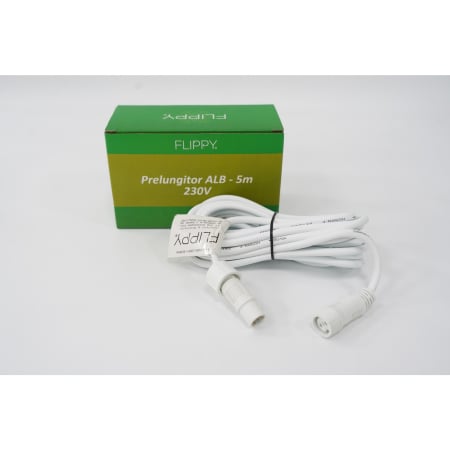 Accesorii si componente - Prelungitor, Flippy, cauciuc, 220 volti, 5 metri, fir alb