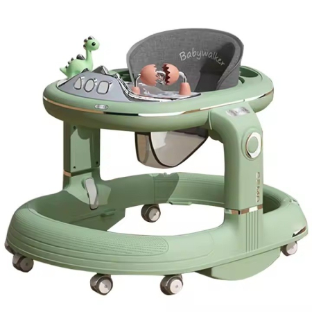 Scaune de masa bebe - Premergator 4in1, Flippy, Antemergator, Balansoar, Scaun de Masa, Functie Muzicala, din ABS, Roti Universale, Inaltime Reglabila, Sistem Antirasturnare, Greutate Portanta 25 kg, +6 Luni, Verde