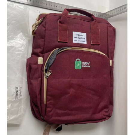 Rucsac Multifunctional pentru Mamici, Flippy, cu Patut Pliabil si Baza de Schimbat, Rezistent la Apa, Capacitate Mare, Usor, Compartimente Multiple, Buzunar Termic pentru Lapte, 42 x 32 x 22 cm, Rosu [4]