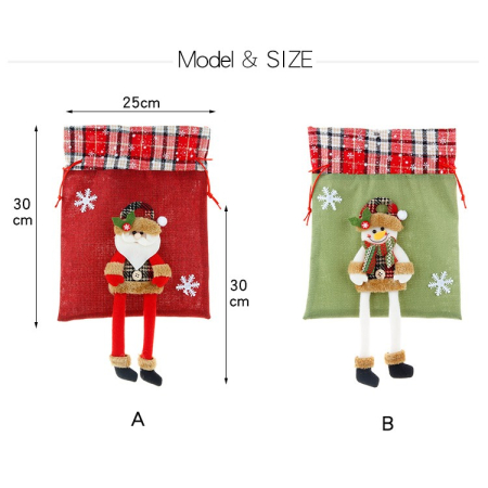 Sac din textil pentru cadouri de Craciun, Flippy, Model Ren, 30x25 cm, Gri [1]