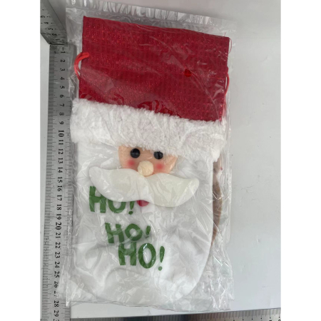 Articole Craciun Bucatarie - Saculet de Craciun pentru Sticla de Bautura, Flippy, Model Mos Craciun Accesorizat, Tematica Petrecere de Craciun, Marime Universala, 13x28 cm, Rosu