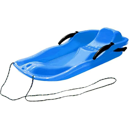 Jucarii pentru copii - Sanie, Flippy, din Plastic, +3 Ani, 87 x 40 x 17.5 cm, cu Frana si Franghie, pentru Adulti si Copii, Albastru