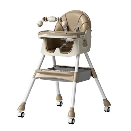 Scaune de masa bebe - Scaun de Masa pentru Bebelusi si Copii, Flippy, 2 Tavite cu Jucarii si Husa Detasabile, Multifuncțional, Stabil, Centura de Siguranta, Spatar Reglabil Moale, Balansoar, Cos de Depozitare, de la 6 Luni