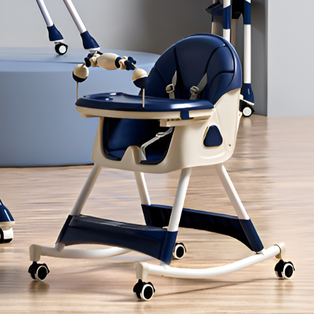 Scaun de Masa pentru Bebelusi si Copii, Flippy, 2 Tavite cu Jucarii si Husa Detasabile, Multifuncțional, Stabil, Centura de Siguranta, Spatar Reglabil Moale, Balansoar, Cos de Depozitare, de la 6 Luni [2]
