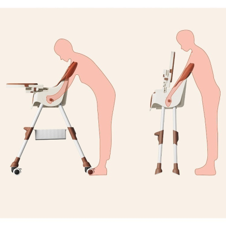 Scaun de Masa pentru Bebelusi si Copii Flippy, cu Roti, cu Tetiera, Telescopic, Pliabil, Masuta Reglabila, Suport Picioare, Scaun cu Invelis Piele Artificiala, Centura Siguranta, Spatiu Depozitare, 97 [10]