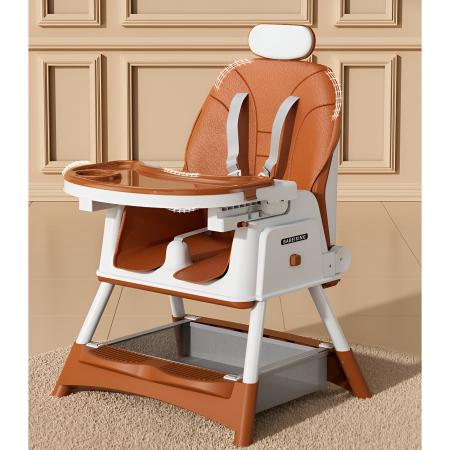 Scaun de Masa pentru Bebelusi si Copii Flippy, cu Roti, cu Tetiera, Telescopic, Pliabil, Masuta Reglabila, Suport Picioare, Scaun cu Invelis Piele Artificiala, Centura Siguranta, Spatiu Depozitare, 97 [4]