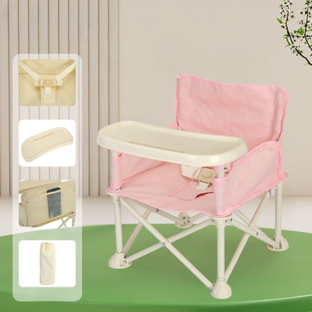 Scaun de Masa pentru Bebelusi si Copii, Flippy, Tavita si Husa Detasabile, Multifuncțional, Stabil, Centura de Siguranta, Cos de Depozitare, Roz, cu Umbrela Roz, de la 6 Luni [2]