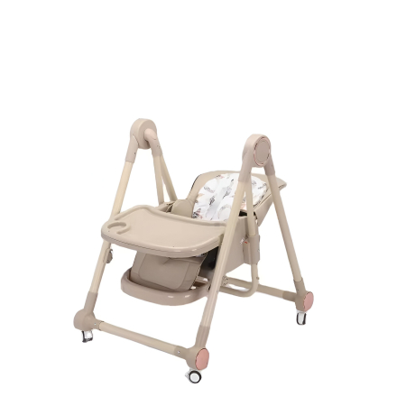 Scaun de Masa pentru Bebelusi si Copii, Flippy, Tavita si Husa Detasabile, Multifuncțional, Stabil, Centura de Siguranta, Inaltime Ajustabila, Spatar Reglabil Moale, Balansoar, de la 6 Luni, Bej [4]