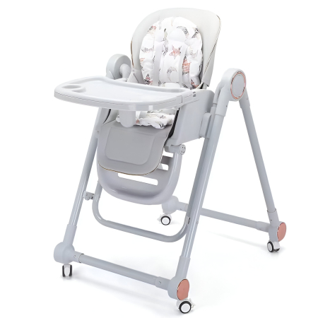 Scaun de Masa pentru Bebelusi si Copii, Flippy, Tavita si Husa Detasabile, Multifuncțional, Stabil, Centura de Siguranta, Inaltime Ajustabila, Spatar Reglabil Moale, Balansoar, de la 6 Luni, Gri [6]