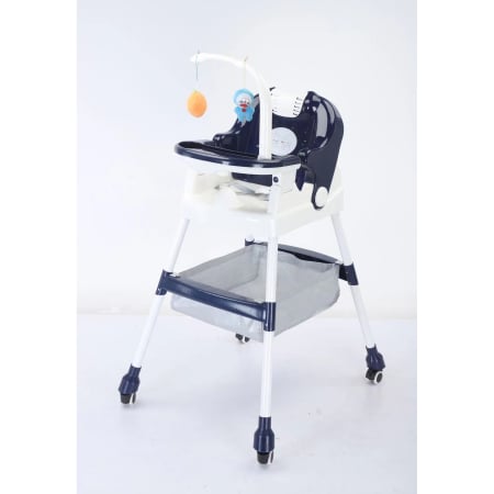 Scaun de Masa pentru Copii, Flippy, Multifunctional, Pliabil, cu Roti, Cos de Depozitare, din Plastic, Centura de Siguranta, Suport de Agatat Jucarii, 110 x 60 x 70 cm, Albastru [2]