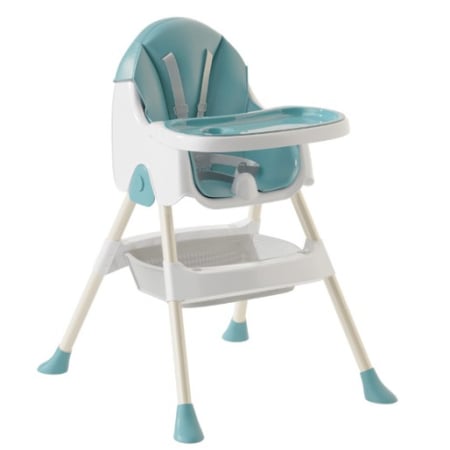 Scaune de masa bebe - Scaun de Masa Pliabil 3in1, Flippy, Reglabil, Multifunctional, 3 Pozitii, Masuta si Husa Detasabile, Centura de Siguranta, Albastru