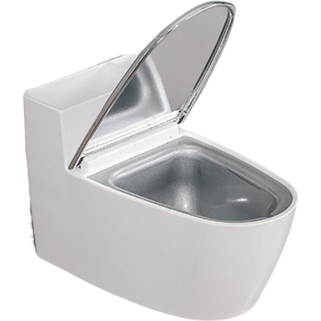Articole pentru baie - Scrumiera creativa Flippy, Forma de Toaleta, Capac Argintiu, Material ABS si Otel Inoxidabil, 12.5 x 9.8 x 8.4 cm, Fixare prin Lipire sau De Sine Statator, pentru Baie, Camera, Bucatarie, Balcon, Argi