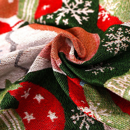 Servet de Masa, Flippy, Model Ren, Brad si Globulete, Scris Merry Christmas, Tematica Craciun, Prosop pentru Masa, 47x33 cm, Bumbac si Fibre Sintetice, Rosu [4]