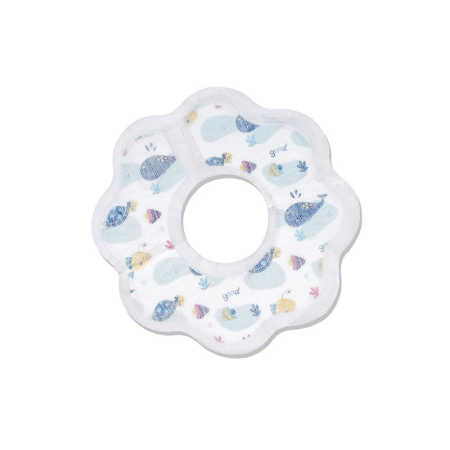 Articole Diverse copii - Set 10 Bavete de Unica Folosinta, Flippy, Model Animalute Marine, pentru Bebelusi, din Bumbac, Impermeabil, 28 x 28 cm, Alb/Albastru