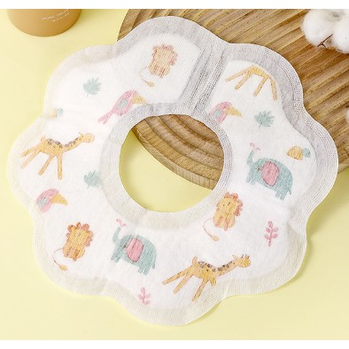 Articole Diverse copii - Set 10 Bavete de Unica Folosinta, Flippy, Model Animalute, pentru Bebelusi, Alb Gri